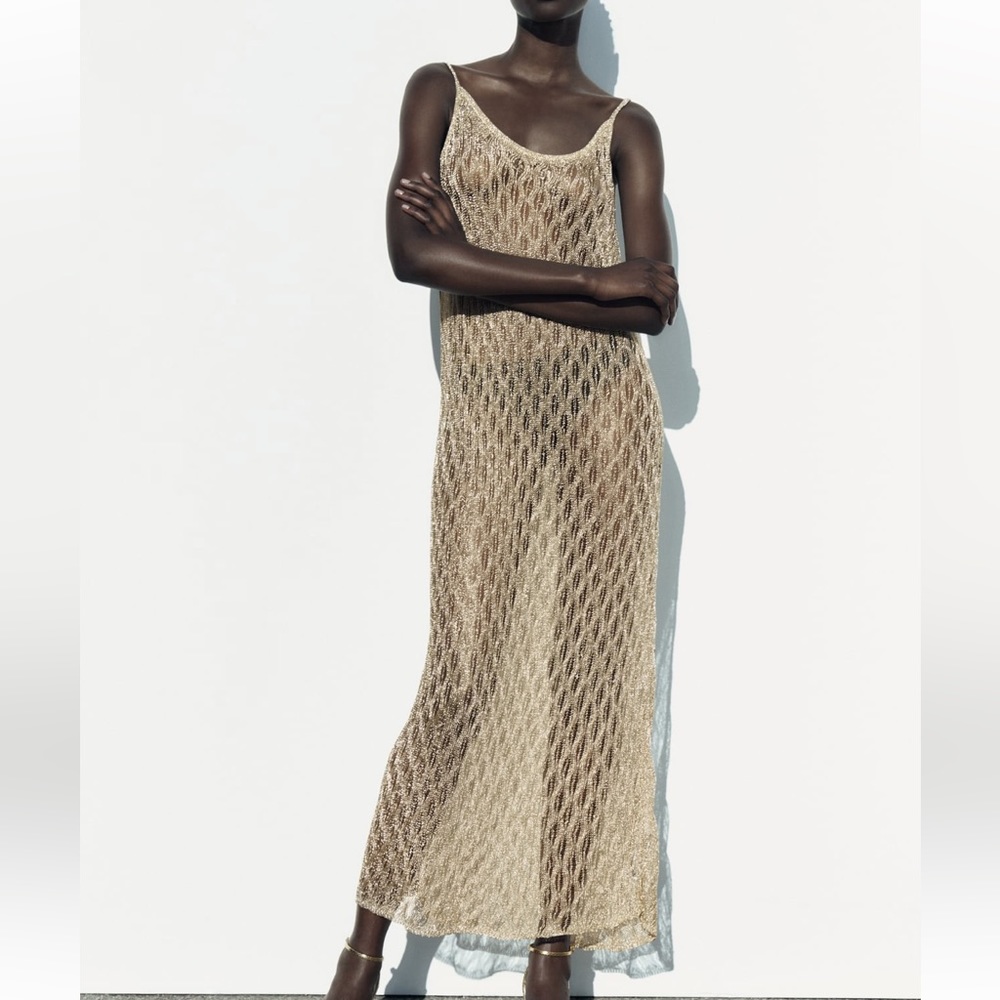 KNIT DRESS WITH METALLIC THREAD